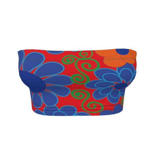 Bold Blue Flowers Bandeau Tops