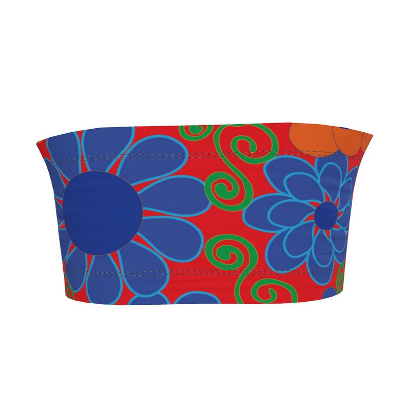 Bold Blue Flowers Bandeau Tops
