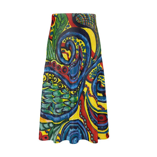 Large Paisley Print Midi Skirt