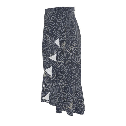 Black & Tan Ruffle trimed Flouncy Skirt