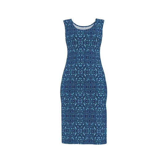 Blue BodyCon dress with slipt hem on front left leg