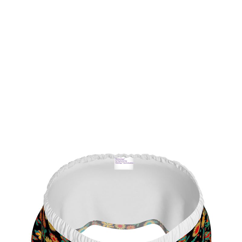 Cactus Flowering on Black Print Mini Skirt