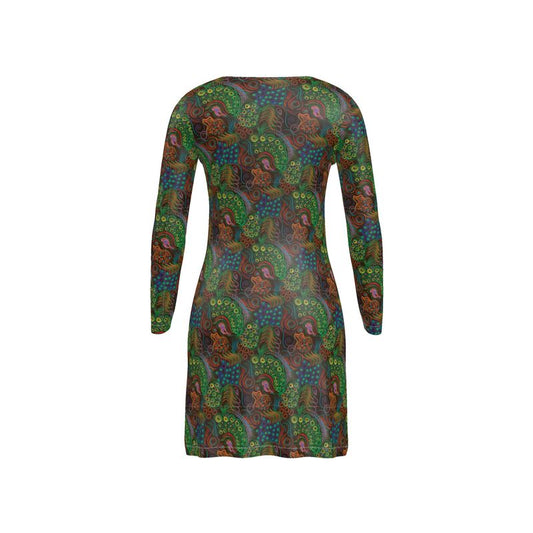 Poofy Yellow Craters cardigan comes full length or above the knee