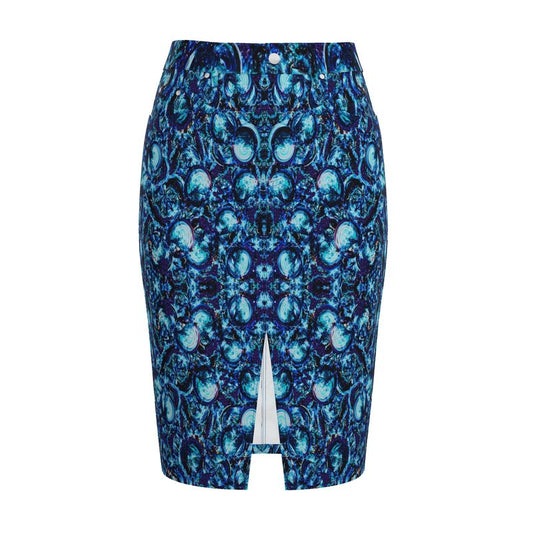 Sea Bubbles Underwater Denim Midi skirt