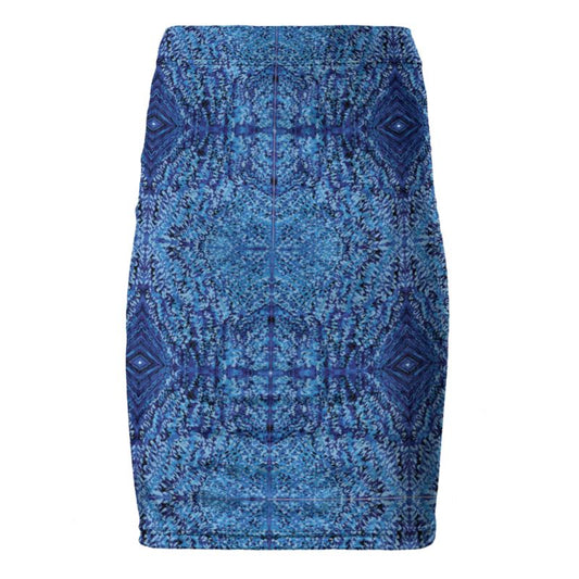 Mandala Designed Blue pencil skirt