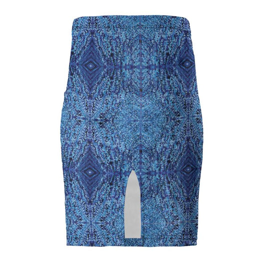 Mandala Designed Blue pencil skirt
