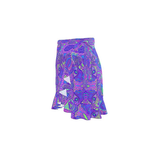 Fluttery wrap skirt with Ruffles, Purple Pathology
