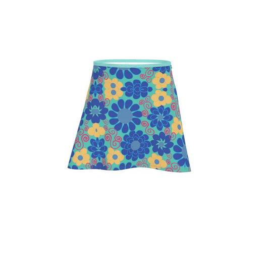 Blue Poppin' Buds Flared skirt