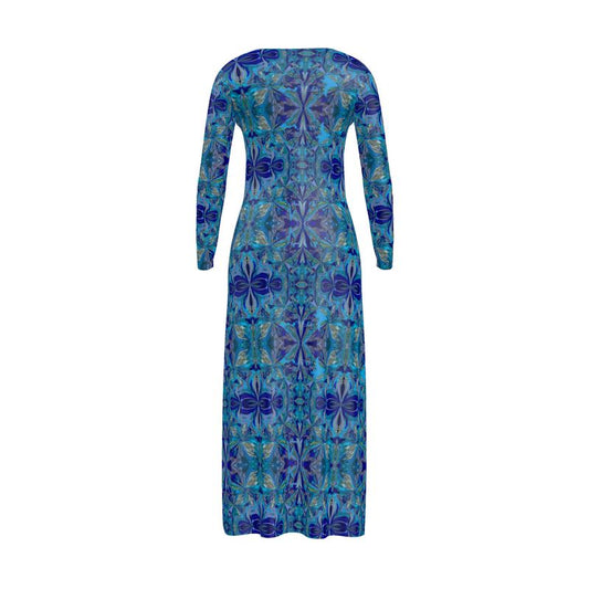 Icey Blue Crystal Floor length Cardigan Sweater