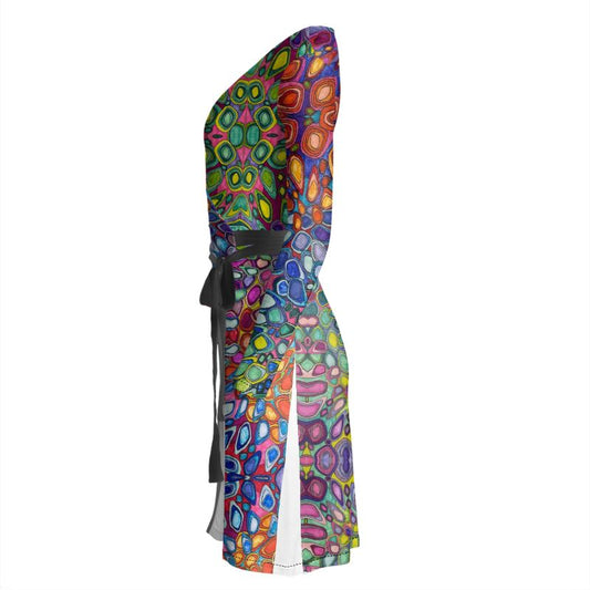 Resident rainbow wrap dress