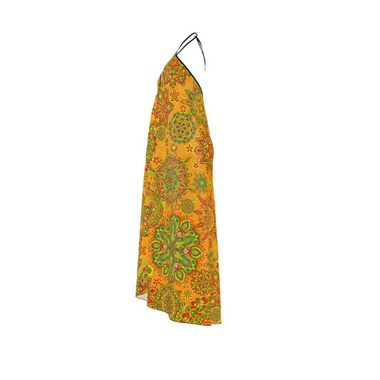Orange and green Bright Halter dress