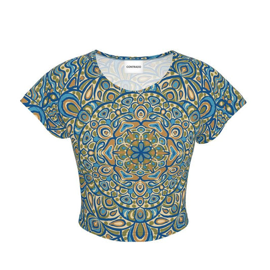 Blellow Mandala Medalion Ladies Crop Top