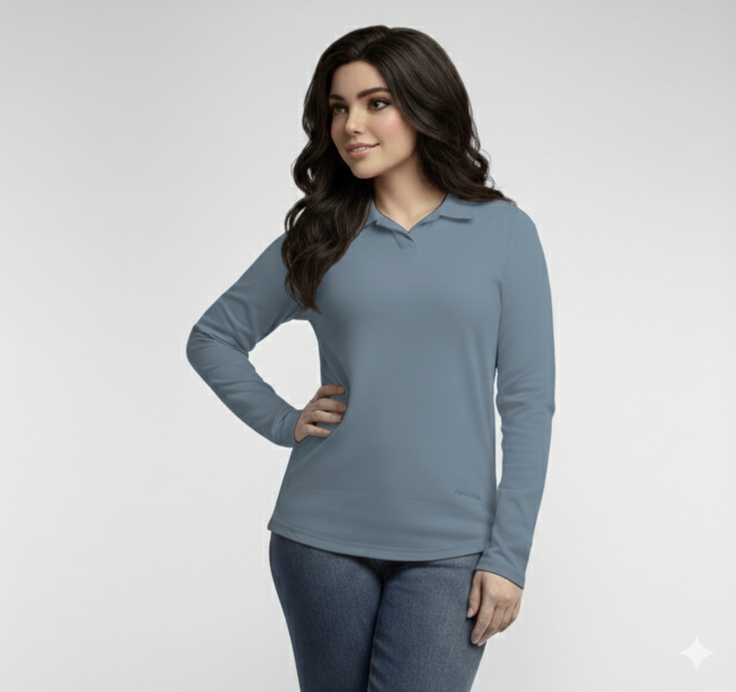 Long Sleeve Polo Shirt 100% Cotton