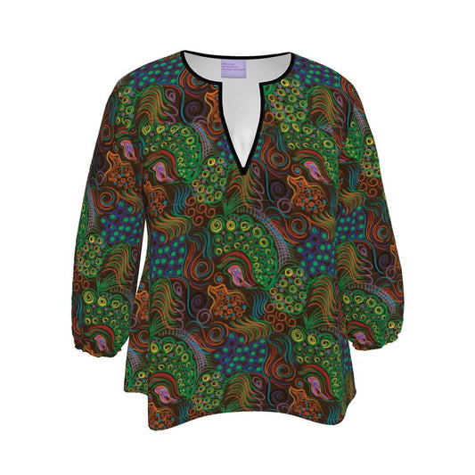 Swirling Poofs & Craters womens blouse