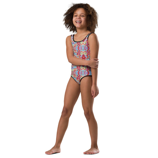 Baby Girl Swimsuit - White Rainbow Kaleisoscope