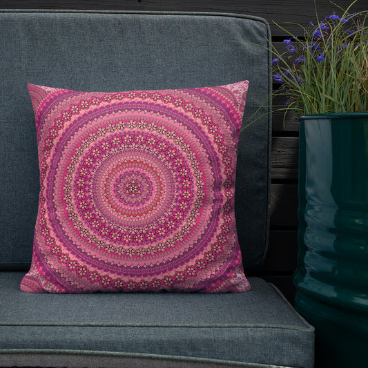Pink Mandala Series, Pink Mandala Premium Pillow