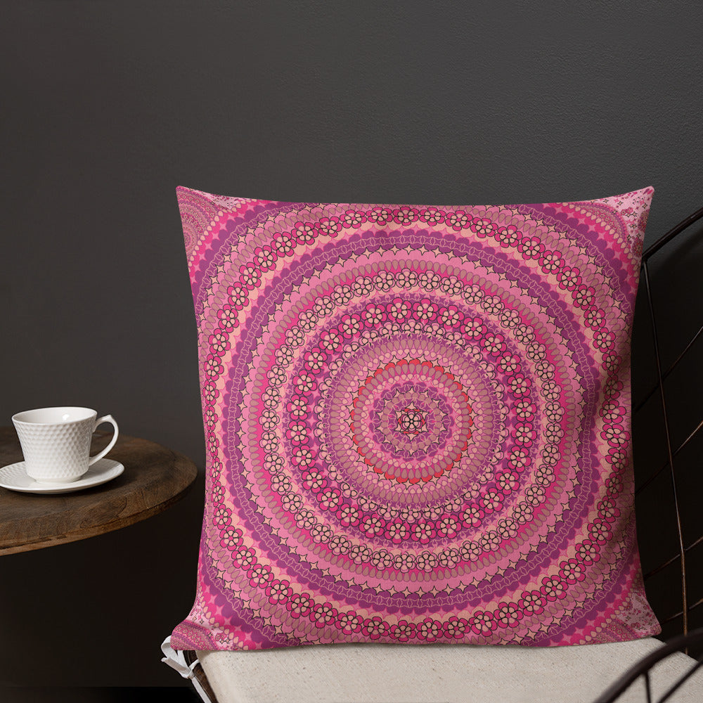 Pink Mandala Series, Pink Mandala Premium Pillow