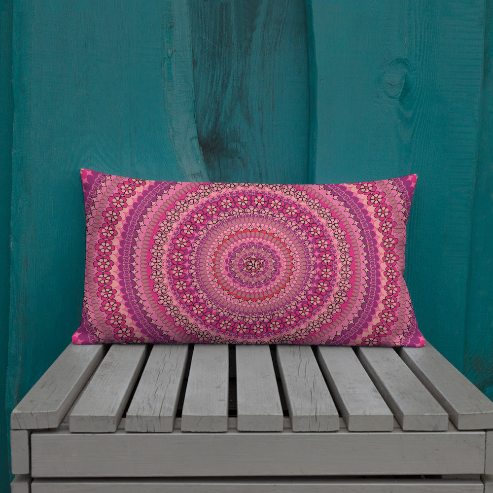 Pink Mandala Series, Pink Mandala Premium Pillow