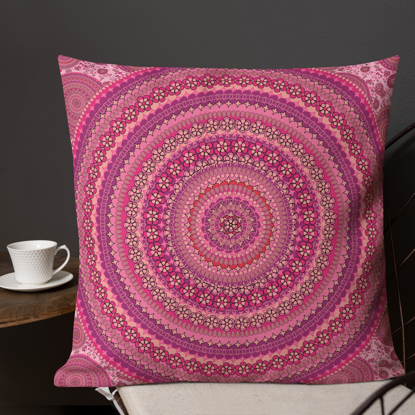 Pink Mandala Series, Pink Mandala Premium Pillow
