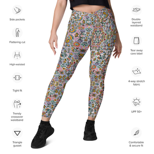 floral Crossover leggings with pockets