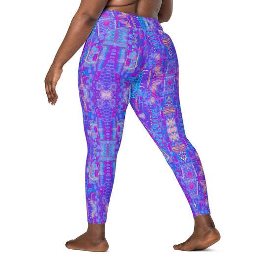 city nights purple abstract Leggings with pockets