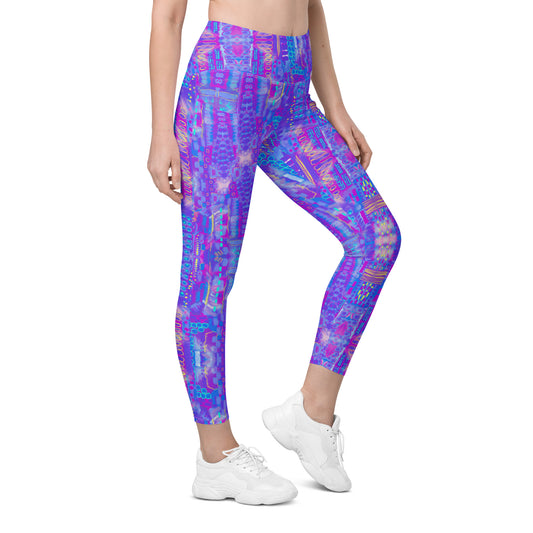 city nights purple abstract Leggings with pockets