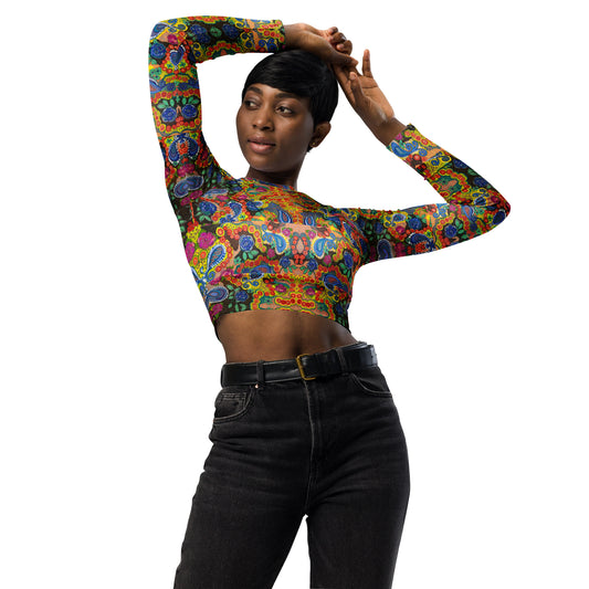 Paisley bubble brigade Recycled long-sleeve crop top