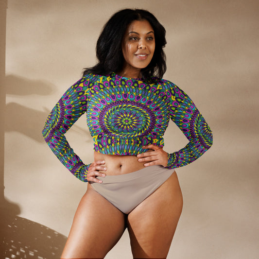 Pin pulsion Medalion Mandala Recycled long-sleeve crop top