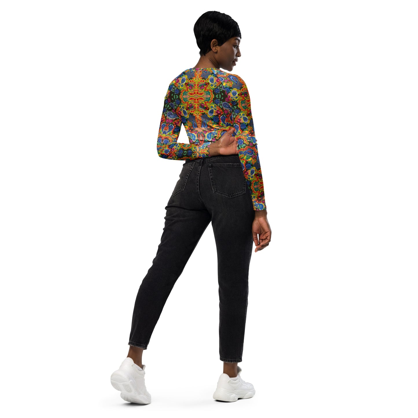 Paisley bubble brigade Recycled long-sleeve crop top