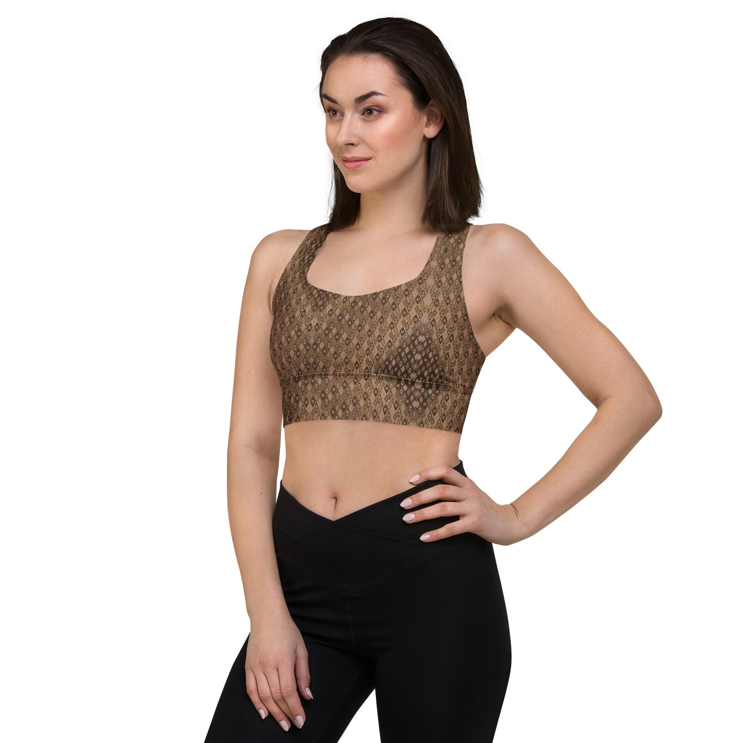 Bronze Bombshell Recycled Longline Sports Bra Avvailable in sizes XS-3XL