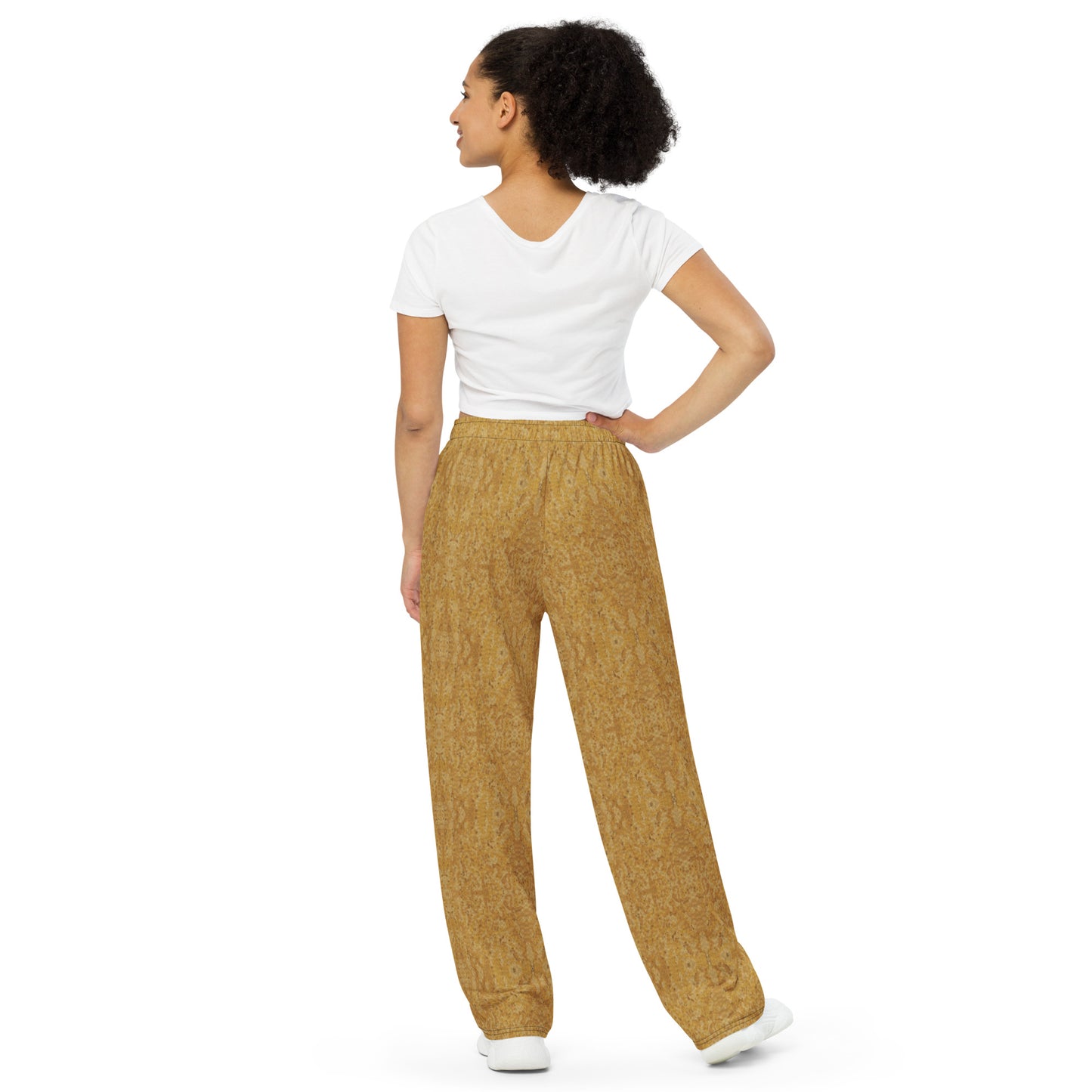 Golden unisex wide-leg pants with huge pockets, 2XS- 6XL