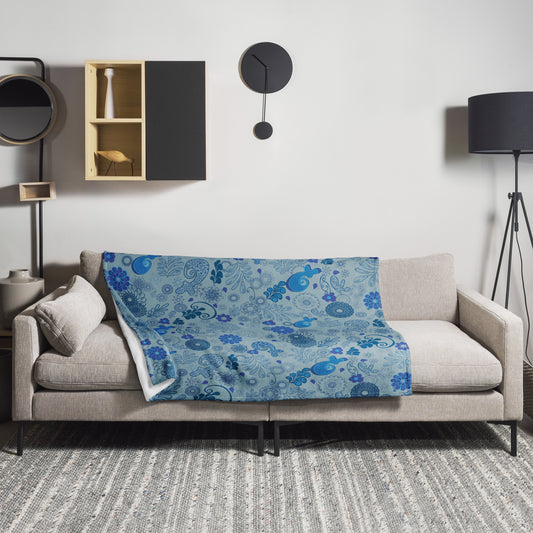 Blushing Blue Paisiley Throw Blanket