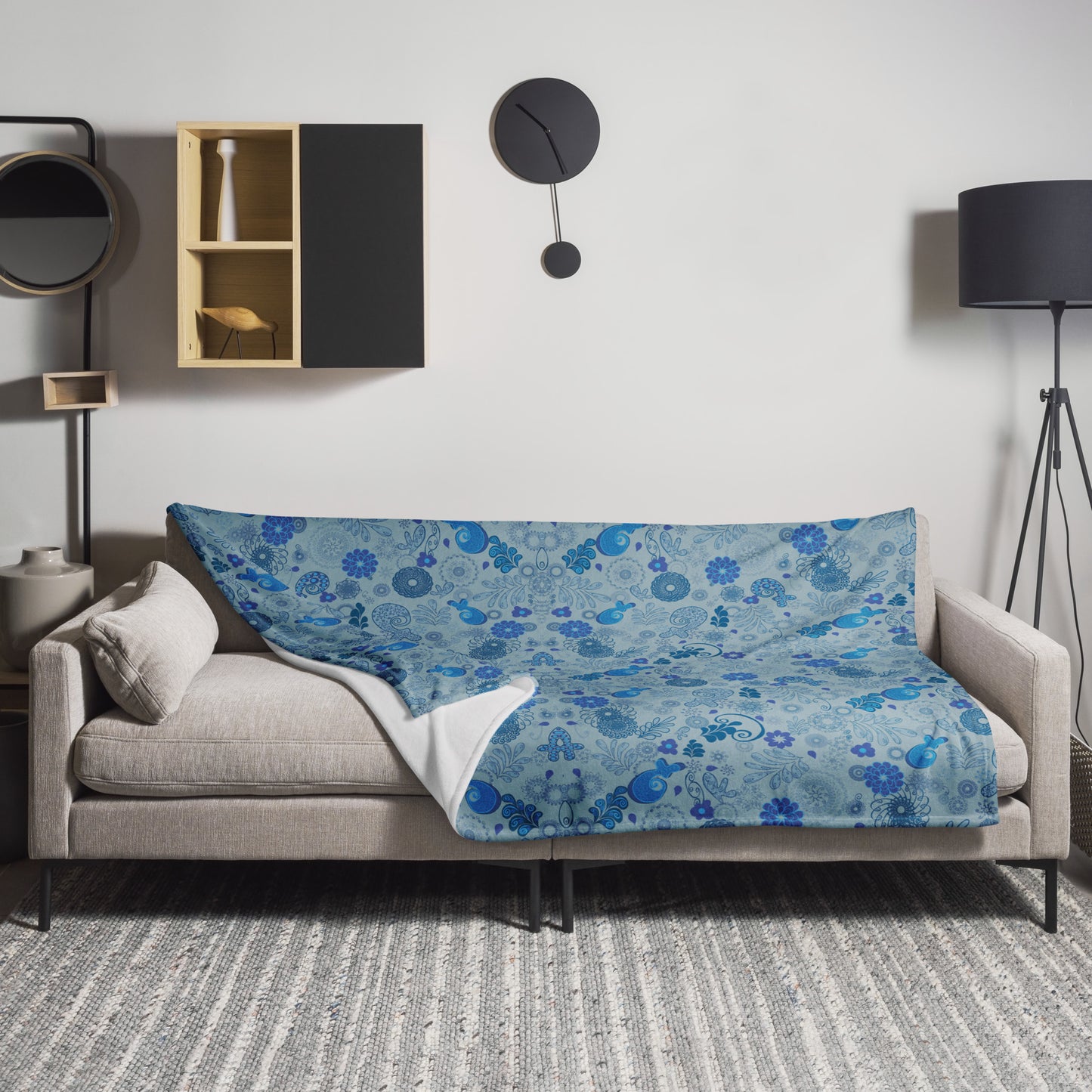 Blushing Blue Paisiley Throw Blanket