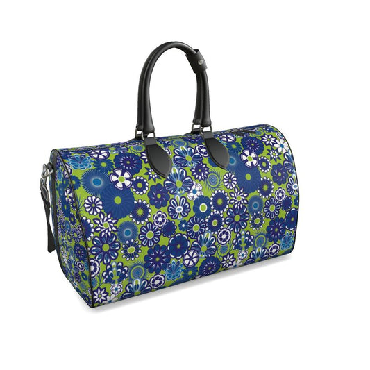 Blue lime Floral Luxury Leather Handbag