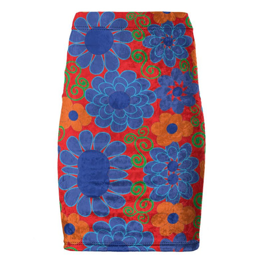 Bold Blossoming Pencil Skirt