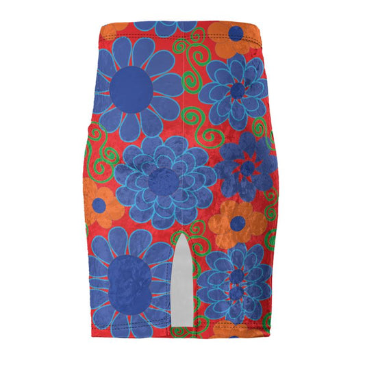 Bold Blossoming Pencil Skirt