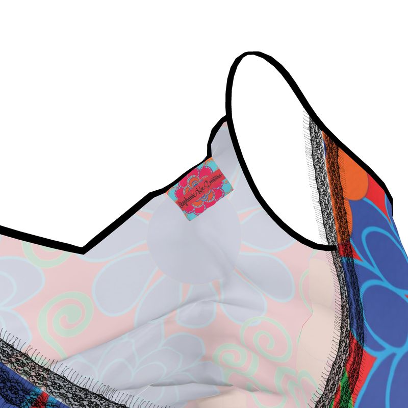 Bold Red Flowera On Navy Camisole