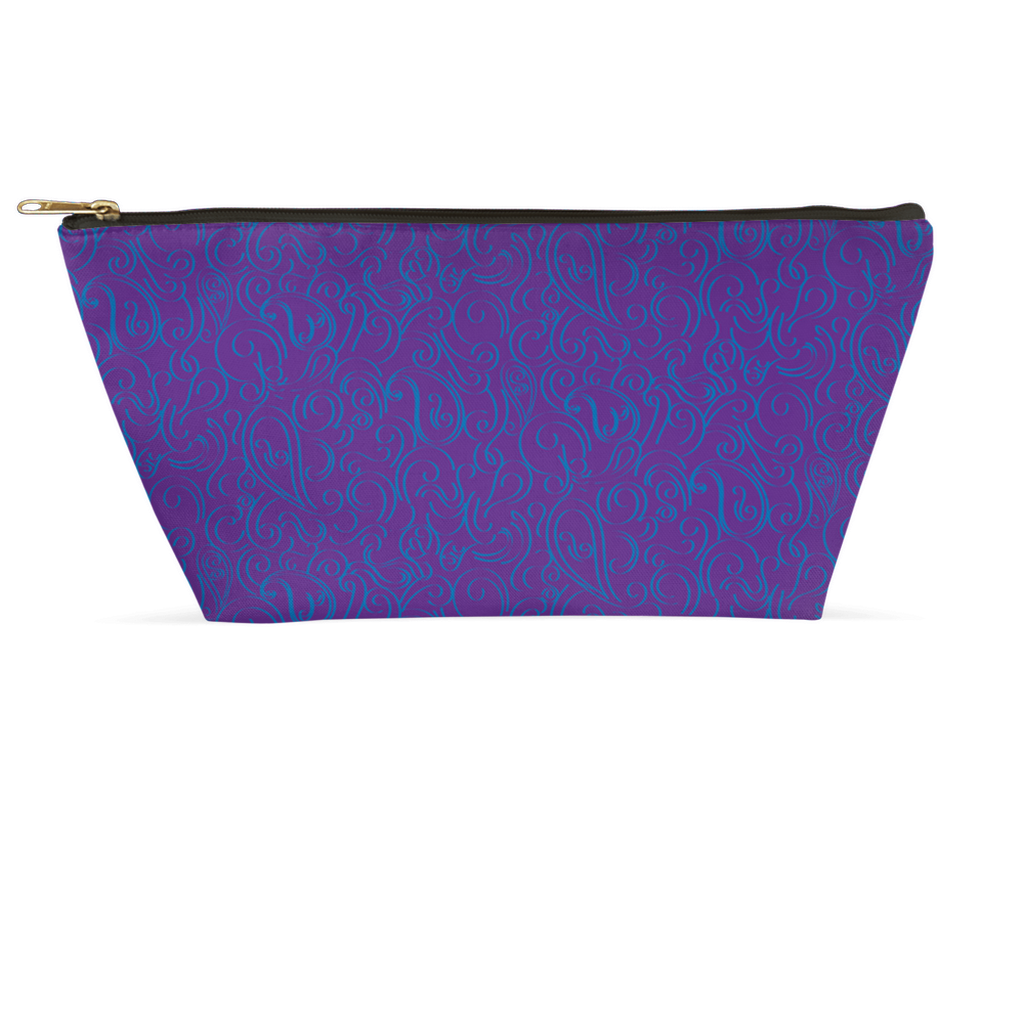 Blue Blowing Paisley on purple Accessory Pouches