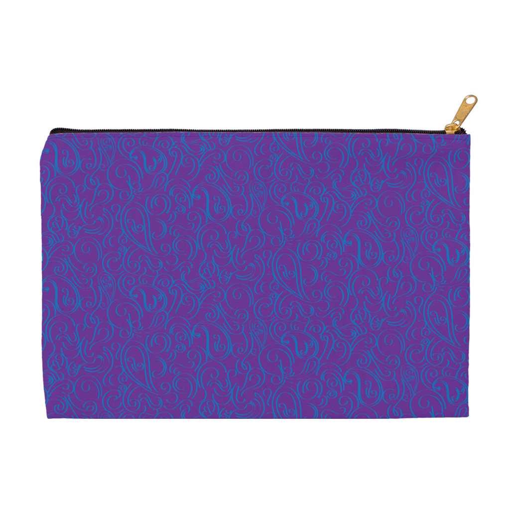 Blue Blowing Paisley on purple Accessory Pouches