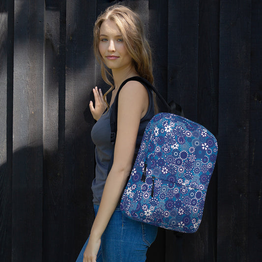 Navt Floral on Blue Backpack