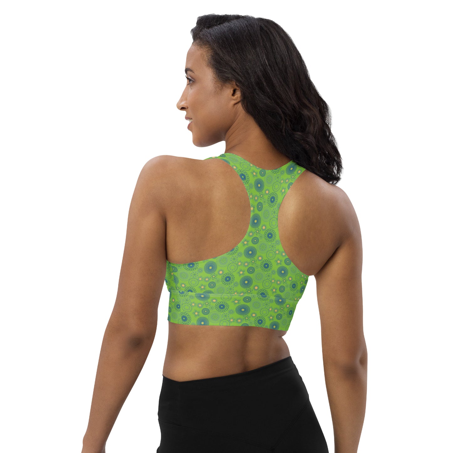 Lilly Longline sports bra,Lime Blue Pendant