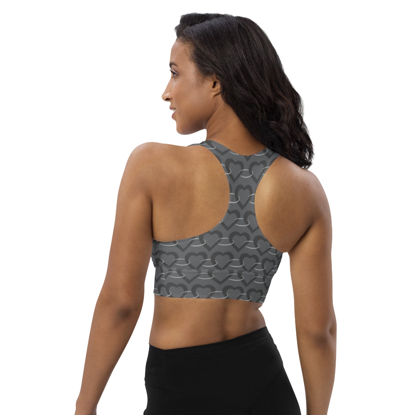 Lilly Longline sports bra, Silver Heart Chain