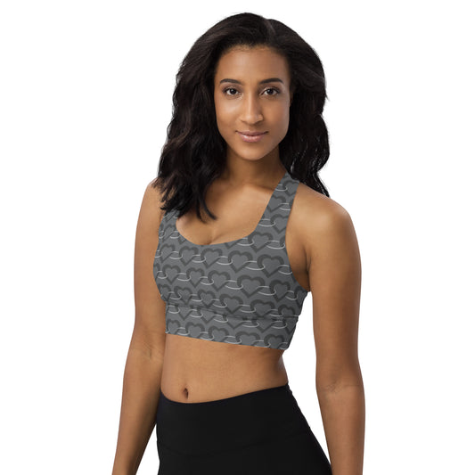 Lilly Longline sports bra, Silver Heart Chain