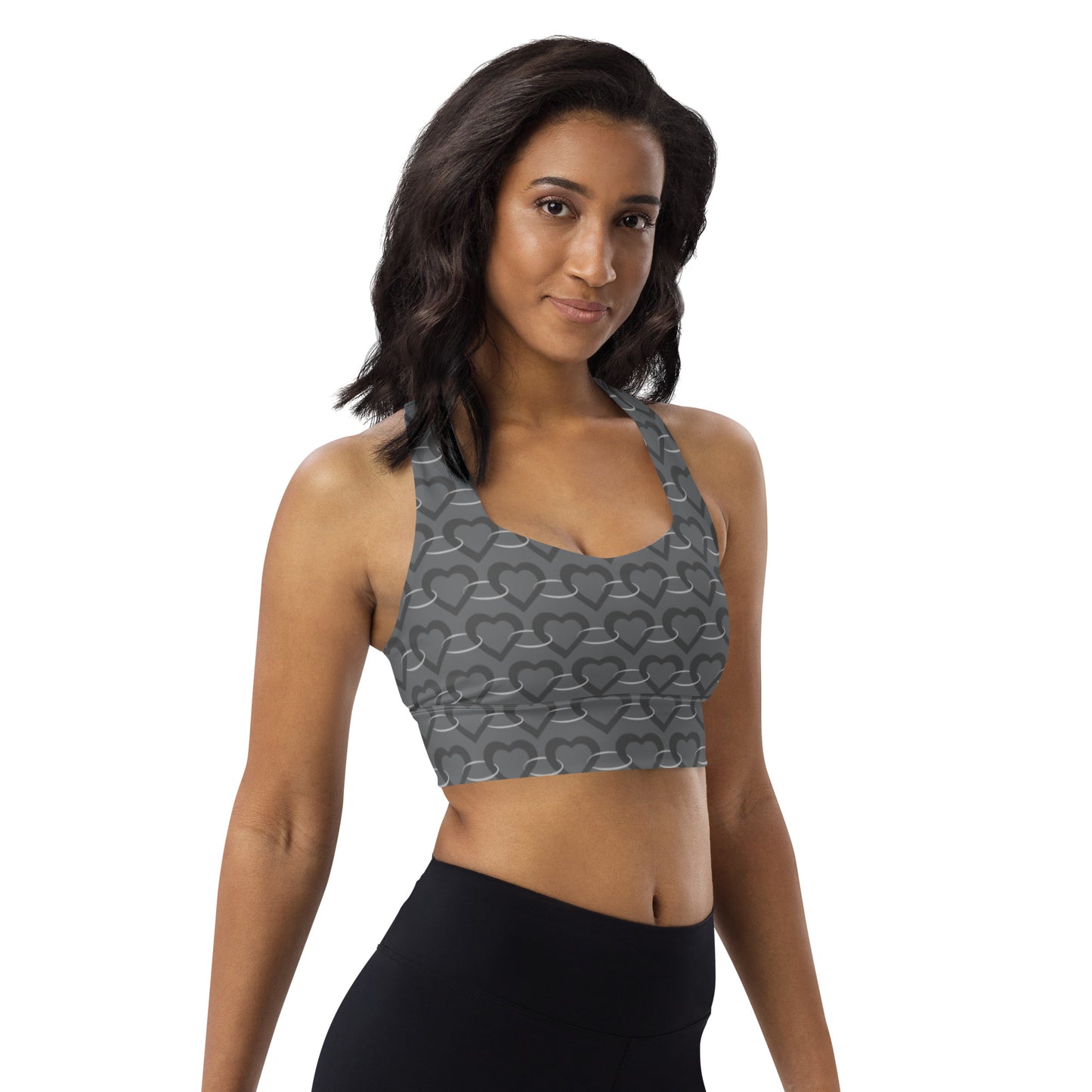 Lilly Longline sports bra, Silver Heart Chain