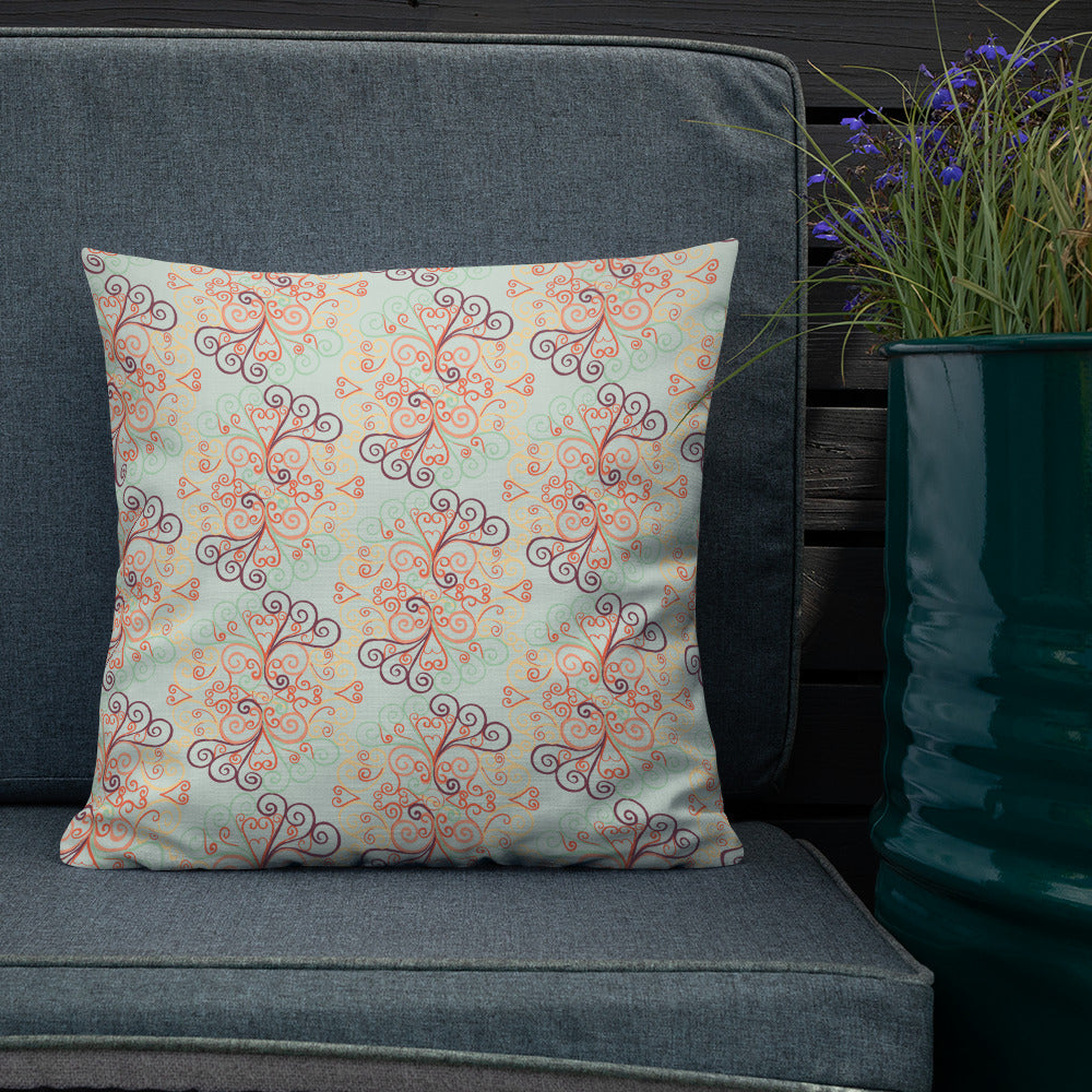 Scrolls on Oval Mint Premium Pillow