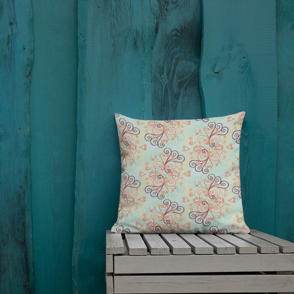 Scrolls on Oval Mint Premium Pillow