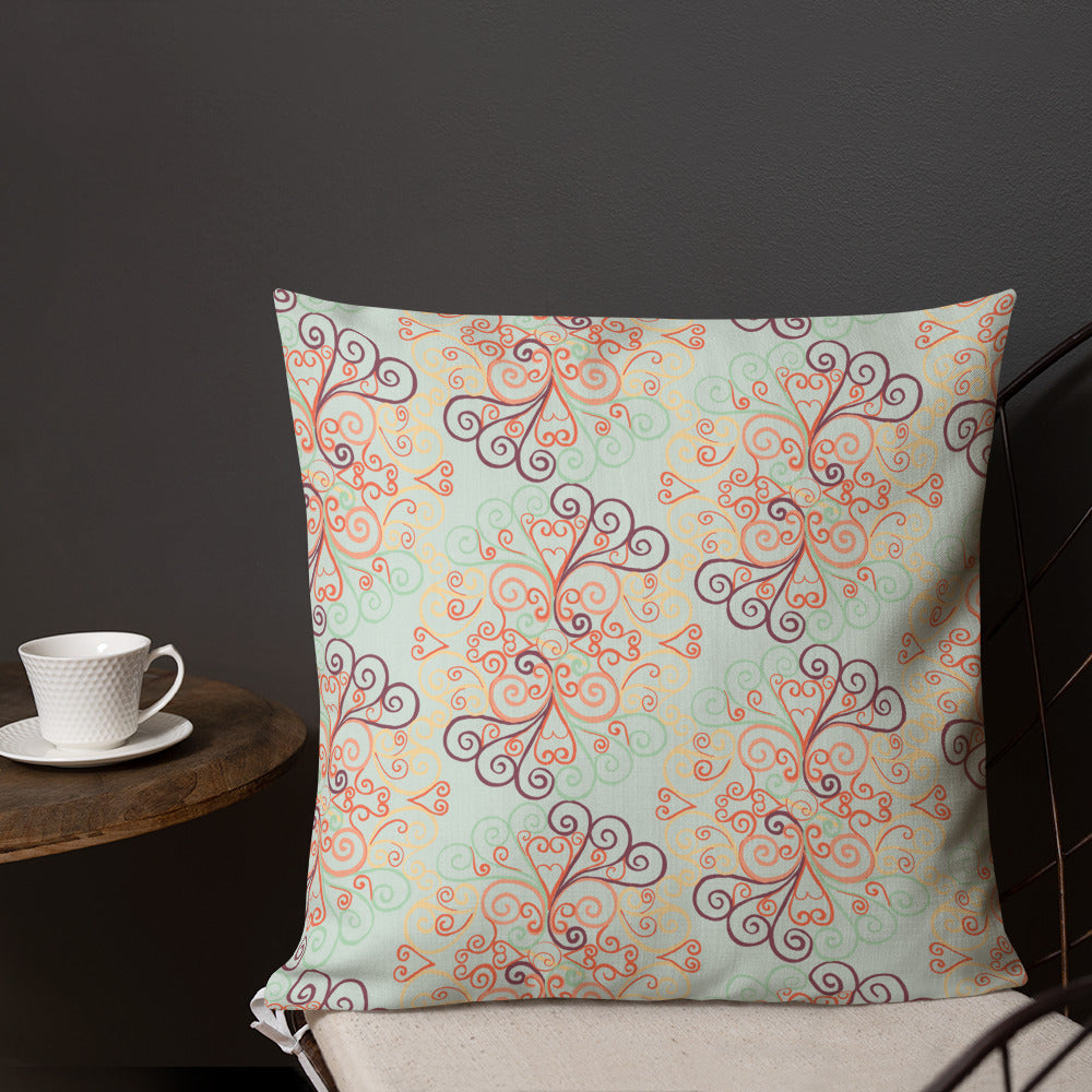 Scrolls on Oval Mint Premium Pillow