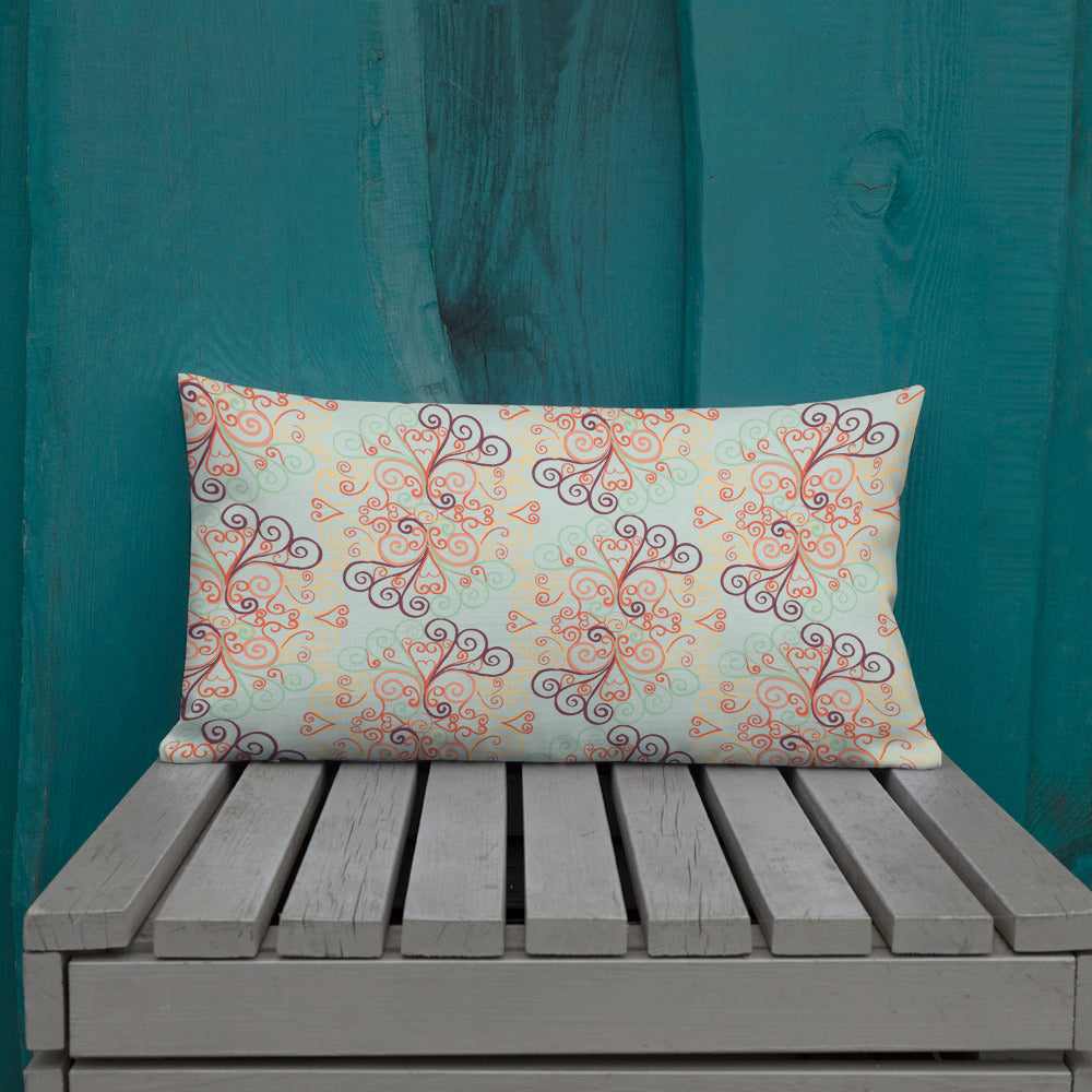 Scrolls on Oval Mint Premium Pillow