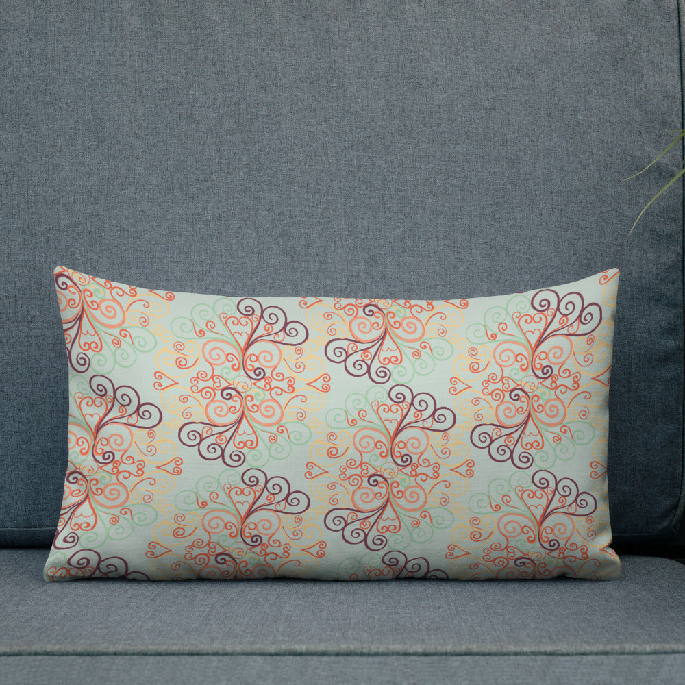 Scrolls on Oval Mint Premium Pillow
