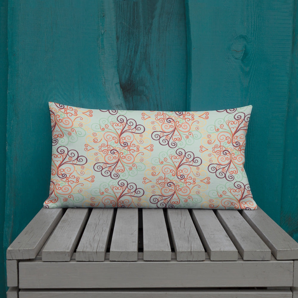 Scrolls on Oval Mint Premium Pillow